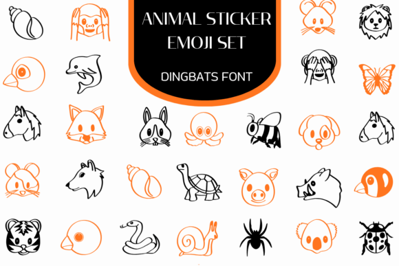 Animal Sticker Emoji Set Font for Handmade Crafts