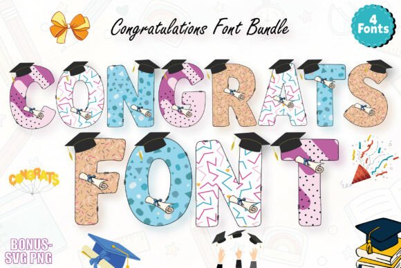 Congratulations Colorful Alphabets Font for Business Branding