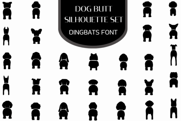 Dog Butt Silhouette Set: A Bold, Funny Dingbat Font for Crafty Makers