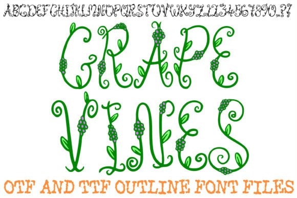 Grape Vine Whimsy Swirly Food Font for Organic Crafts