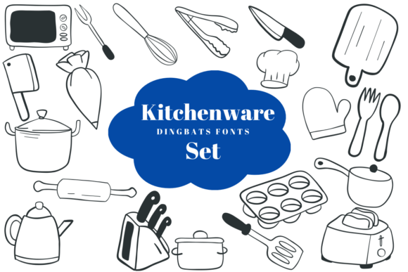 Kitchenware Set Font: Creative Dingbats for Food Marketing