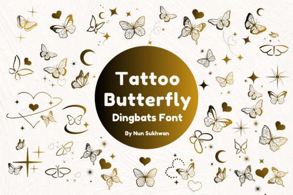 Tattoo Butterfly: A Sketch-Style Dingbat Font for Creative Branding