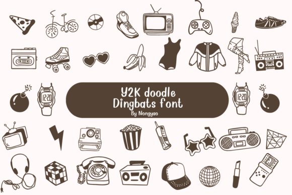 Y2k Doodle Font: Stylish Dingbats for Modern Design Projects